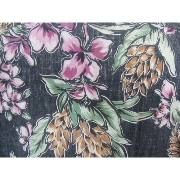 Hanauma Bay vtg 90s Men Hawaiian camp shirt p2p 24 reverse print aloha floral - Picture 7 of 9